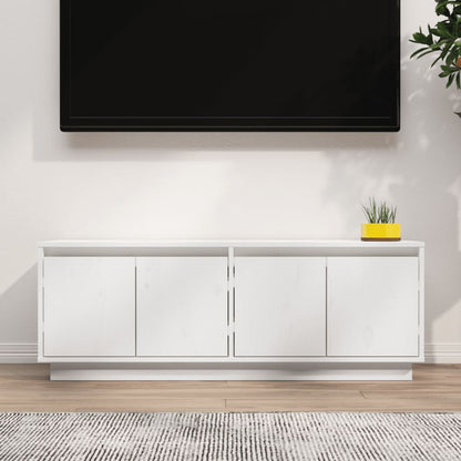 Tv-Meubel 110X34X40 Cm Massief Grenenhout Wit