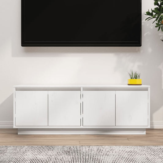 Tv-Meubel 110X34X40 Cm Massief Grenenhout Wit
