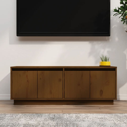 Tv-Meubel 110X34X40 Cm Massief Grenenhout Honingbruin
