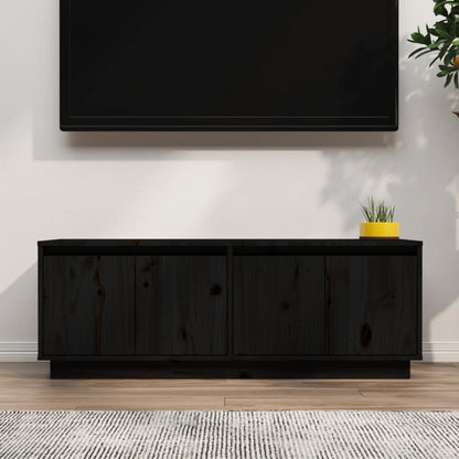 Tv-Meubel 110X34X40 Cm Massief Grenenhout Zwart