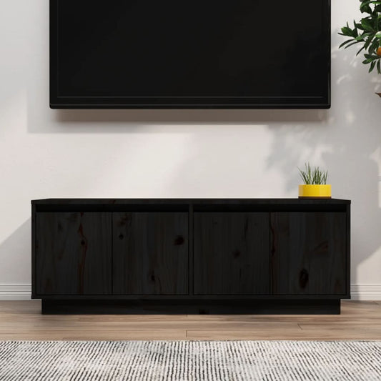 Tv-Meubel 110X34X40 Cm Massief Grenenhout Zwart