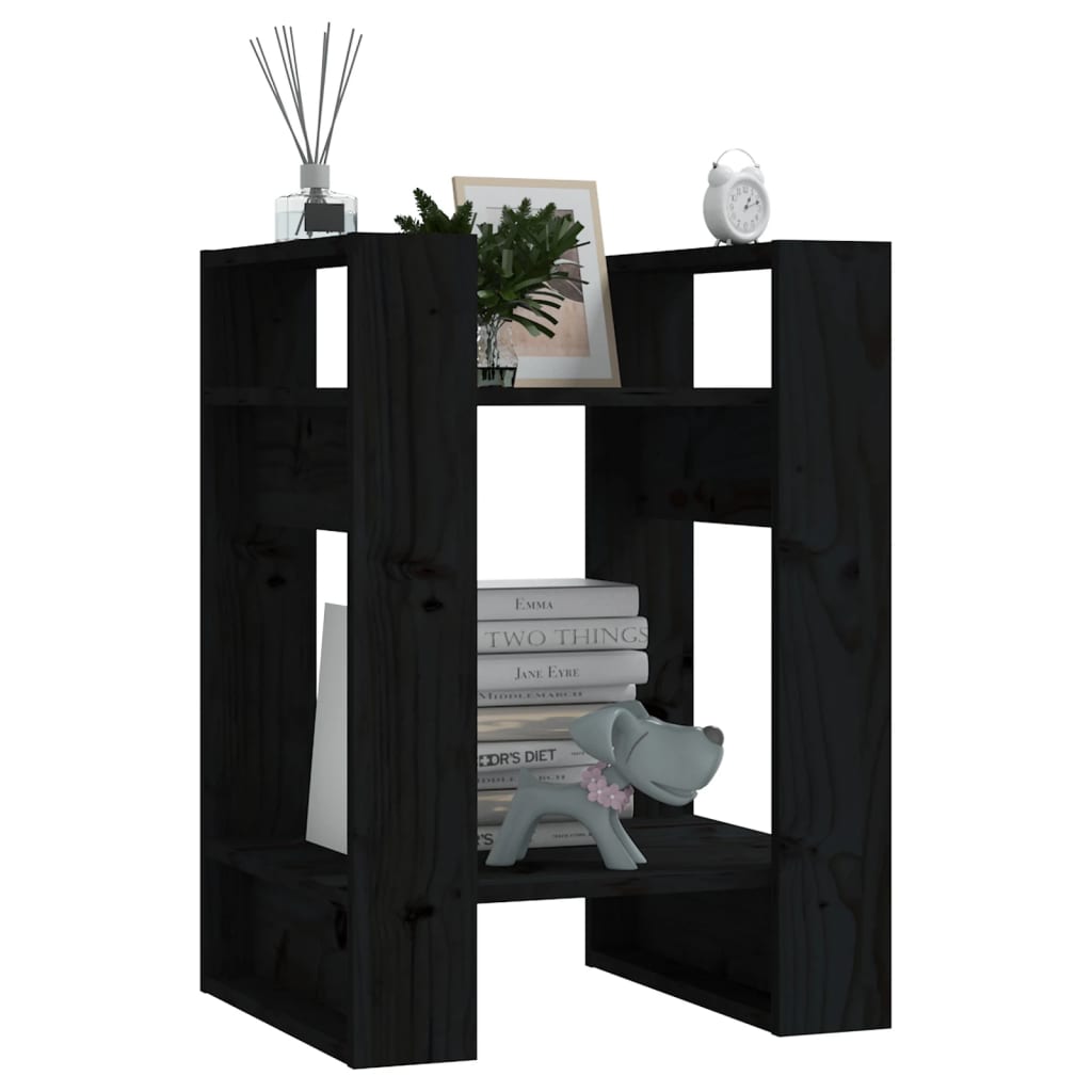 Boekenkast/Kamerscherm 41X35X57 Cm Massief Grenenhout Zwart