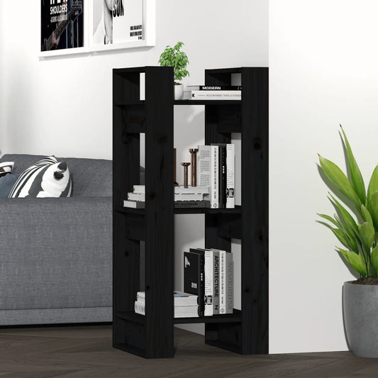 Boekenkast/Kamerscherm 41X35X91 Cm Massief Grenenhout Zwart