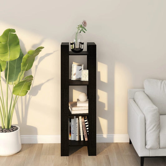 Boekenkast/Kamerscherm 41X35X125 Cm Massief Grenenhout Zwart