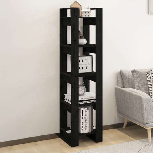 Boekenkast/Kamerscherm 41X35X160 Cm Massief Grenenhout Zwart