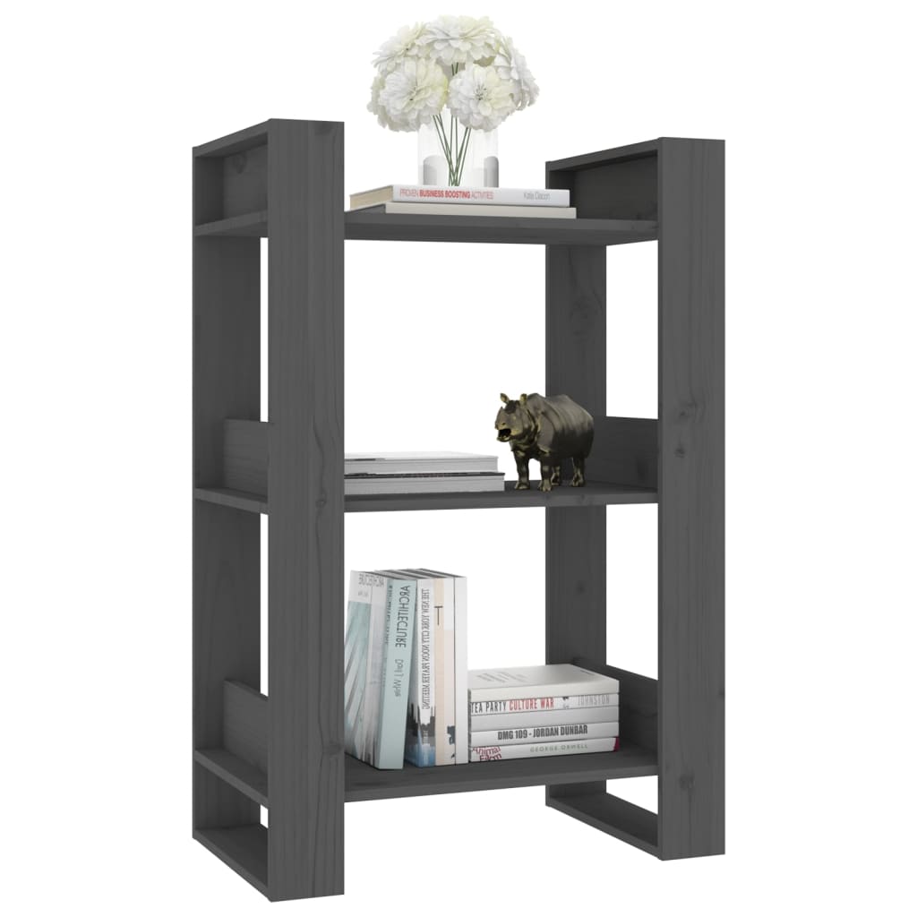 Boekenkast/Kamerscherm 60X35X91 Cm Massief Grenenhout Grijs