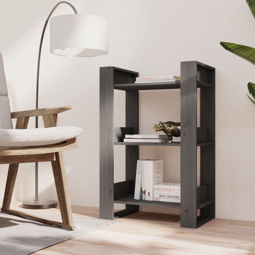 Boekenkast/Kamerscherm 60X35X91 Cm Massief Grenenhout Grijs