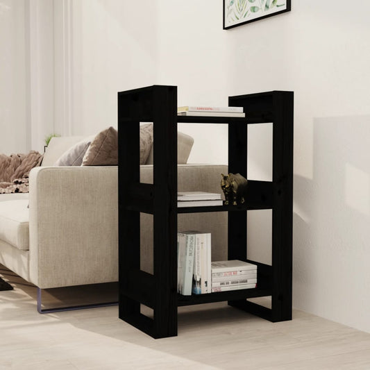 Boekenkast/Kamerscherm 60X35X91 Cm Massief Grenenhout Zwart