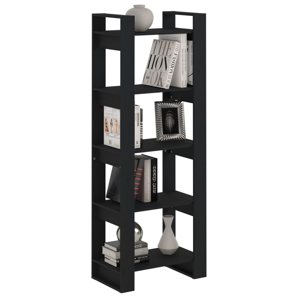 Boekenkast/Kamerscherm 60X35X160 Cm Massief Hout Zwart