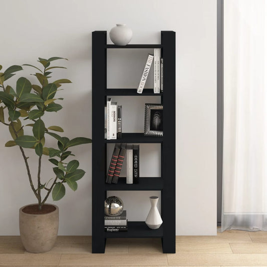 Boekenkast/Kamerscherm 60X35X160 Cm Massief Hout Zwart