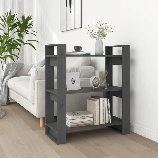 Boekenkast/Kamerscherm 80X35X91 Cm Massief Grenenhout Grijs