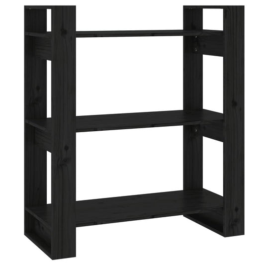 Boekenkast/Kamerscherm 80X35X91 Cm Massief Grenenhout Zwart