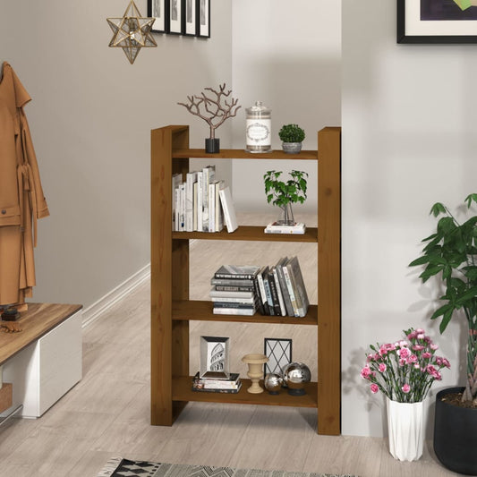 Boekenkast/Kamerscherm 80X35X125 Cm Massief Hout Honingbruin
