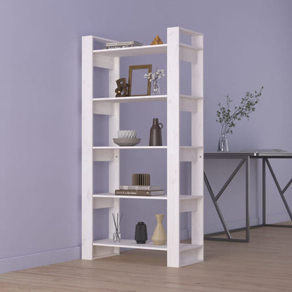Boekenkast/Kamerscherm 80X35X160 Cm Massief Hout Wit