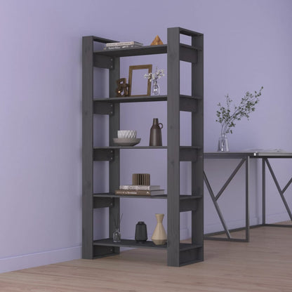 Boekenkast/Kamerscherm 80X35X160 Cm Massief Hout Grijs