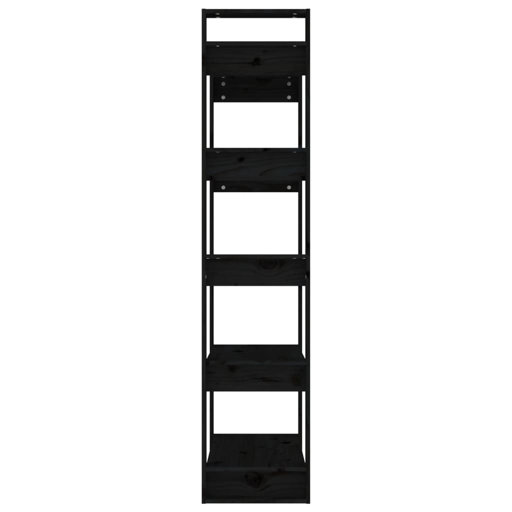 Boekenkast/Kamerscherm 80X35X160 Cm Massief Hout Zwart