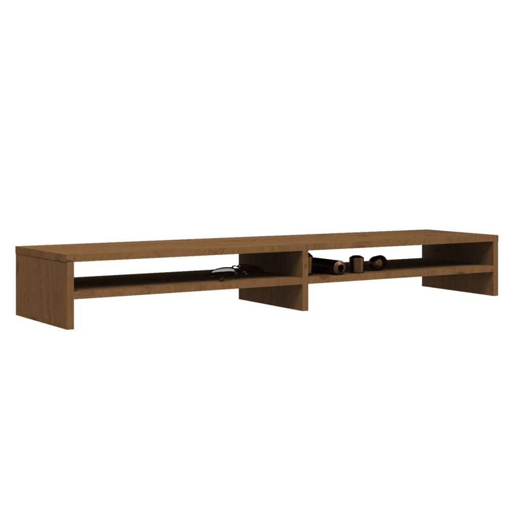 Monitorstandaard 100X24X13 Cm Massief Grenenhout Honingbruin