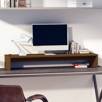 Monitorstandaard 100X27X15 Cm Massief Grenenhout Honingbruin