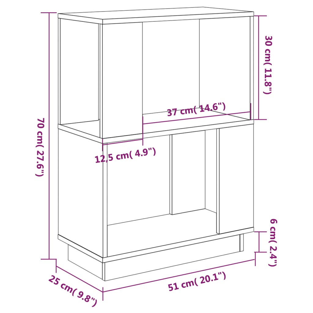 Boekenkast/Kamerscherm 51X25X70 Cm Massief Grenenhout Grijs