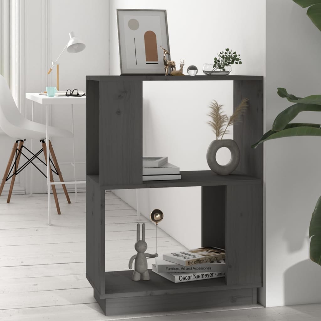 Boekenkast/Kamerscherm 51X25X70 Cm Massief Grenenhout Grijs