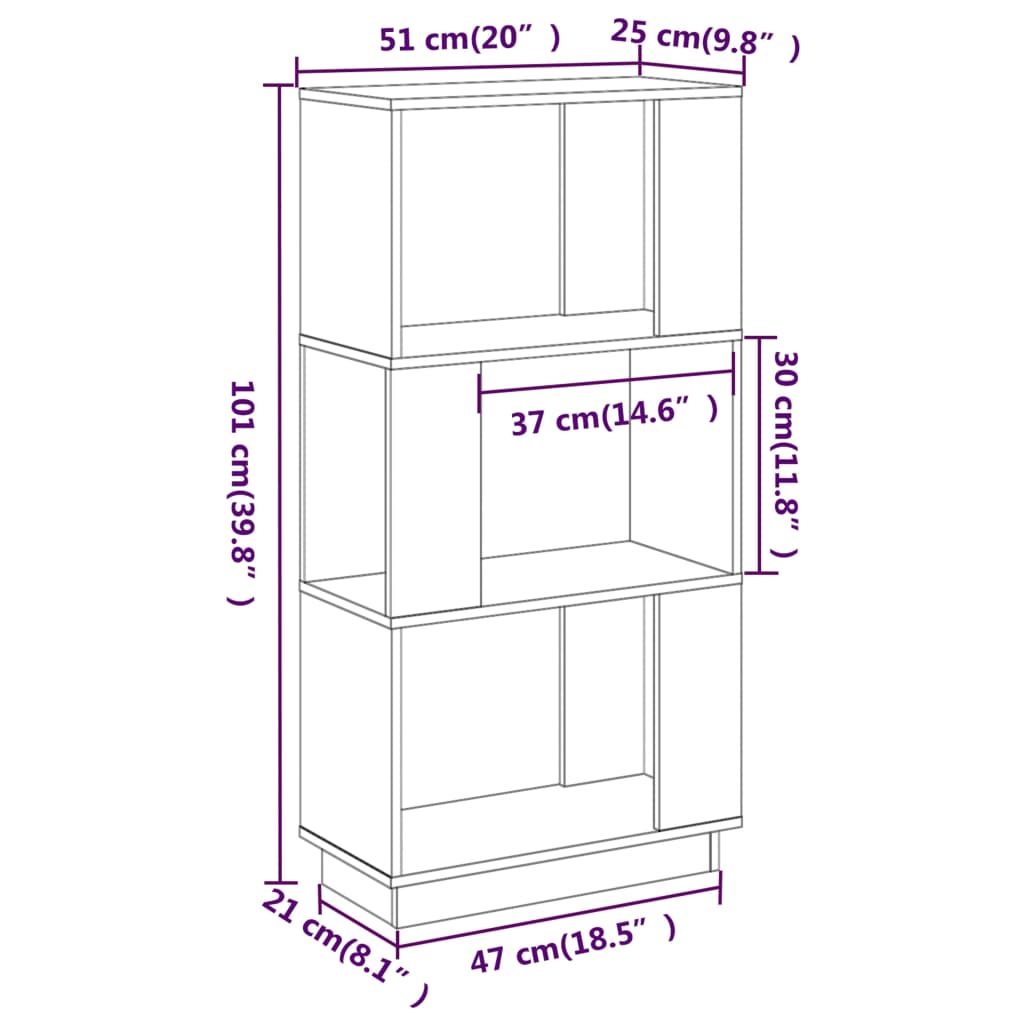 Boekenkast/Kamerscherm 51X25X101 Cm Massief Grenenhout Grijs