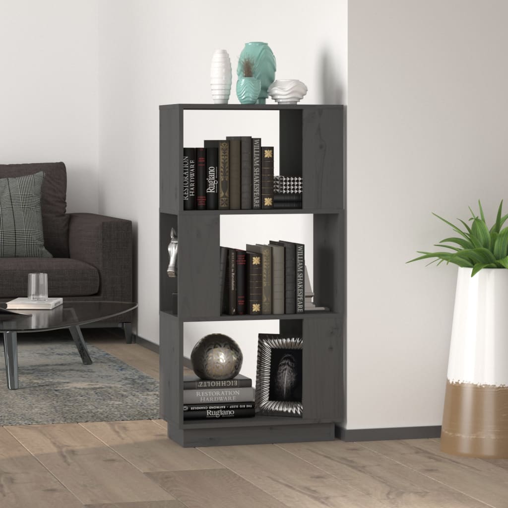Boekenkast/Kamerscherm 51X25X101 Cm Massief Grenenhout Grijs