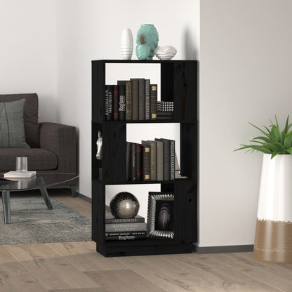Boekenkast/Kamerscherm 51X25X101 Cm Massief Grenenhout Zwart