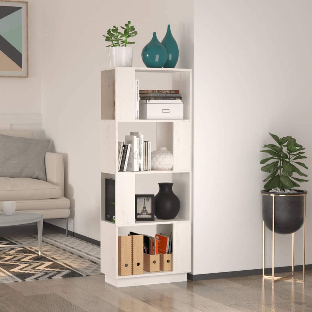 Boekenkast/Kamerscherm 51X25X132 Cm Massief Grenenhout Wit
