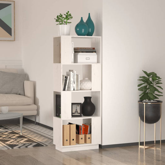 Boekenkast/Kamerscherm 51X25X132 Cm Massief Grenenhout Wit