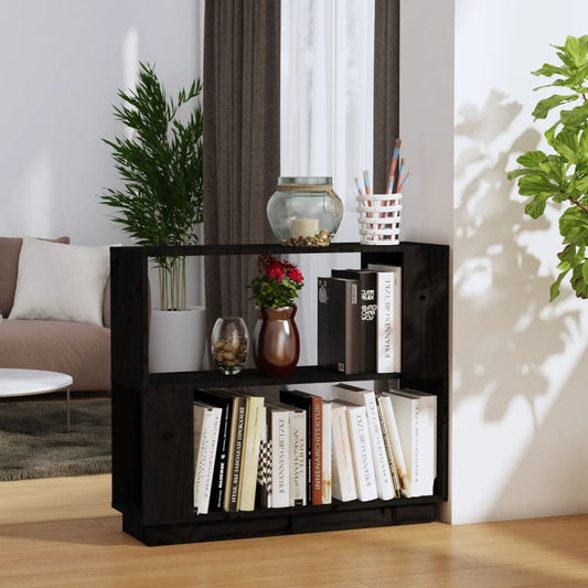 Boekenkast/Kamerscherm 80X25X70 Cm Massief Grenenhout Zwart