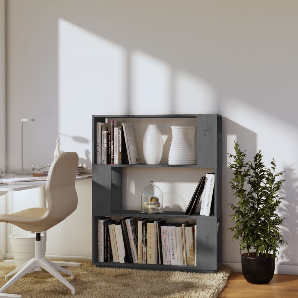 Boekenkast/Kamerscherm 80X25X101 Cm Massief Grenenhout Grijs