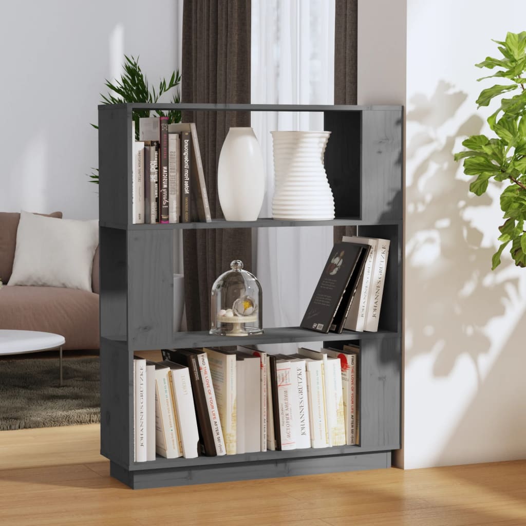 Boekenkast/Kamerscherm 80X25X101 Cm Massief Grenenhout Grijs