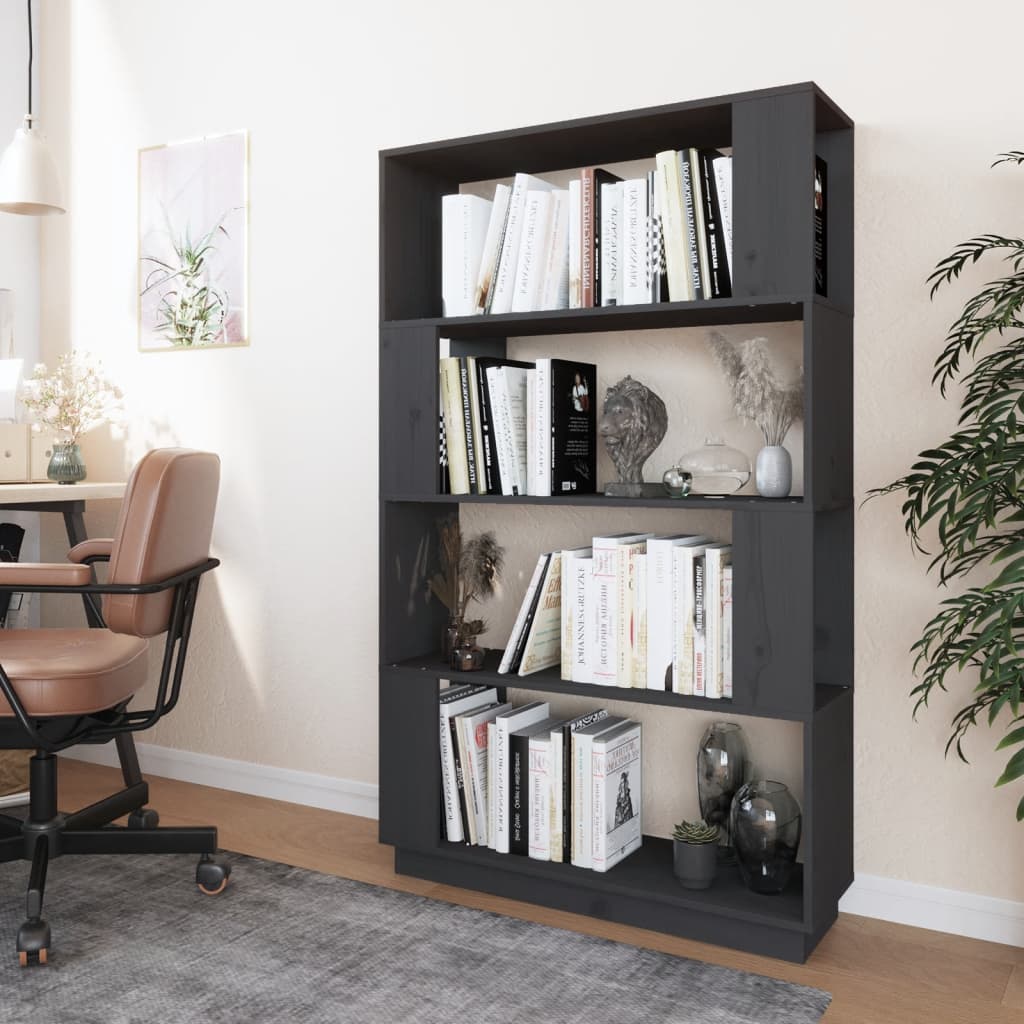 Boekenkast/Kamerscherm 80X25X132 Cm Massief Grenenhout Grijs
