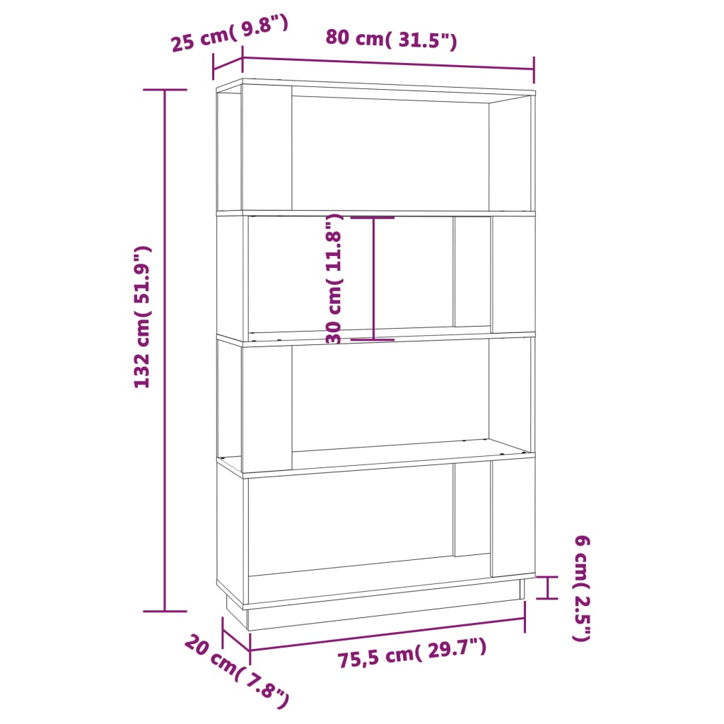 Boekenkast/Kamerscherm 80X25X132 Cm Massief Grenenhout Grijs