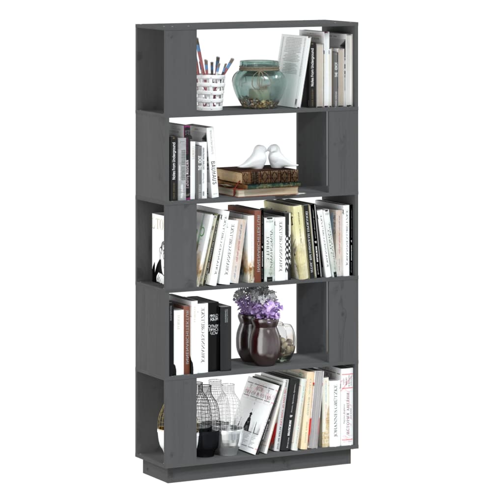 Boekenkast/Kamerscherm 80X25X163,5 Cm Massief Grenenhout Grijs