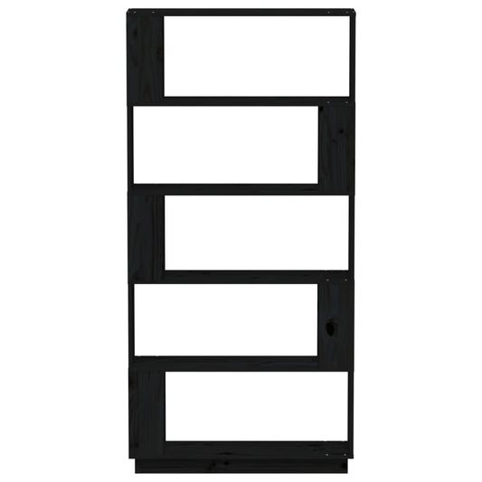 Boekenkast/Kamerscherm 80X25X163,5 Cm Massief Grenenhout Zwart