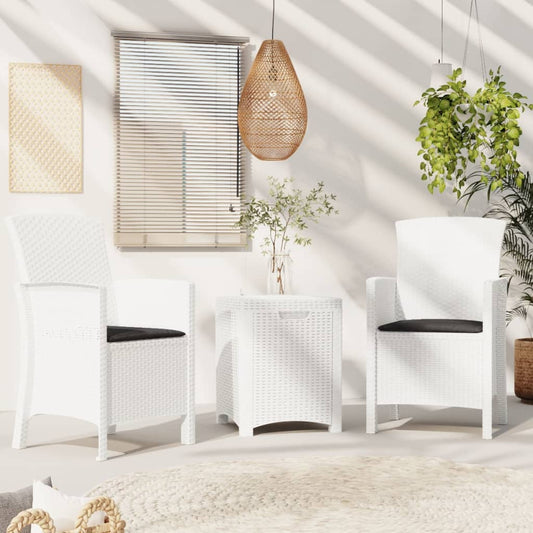 3-Delige Loungeset Met Kussens Pp Rattan Wit