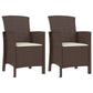 3-Delige Loungeset Met Kussens Pp-Rattan Bruin