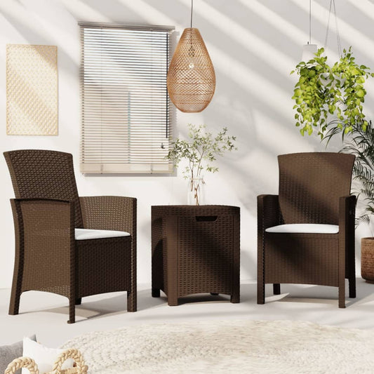 3-Delige Loungeset Met Kussens Pp-Rattan Bruin
