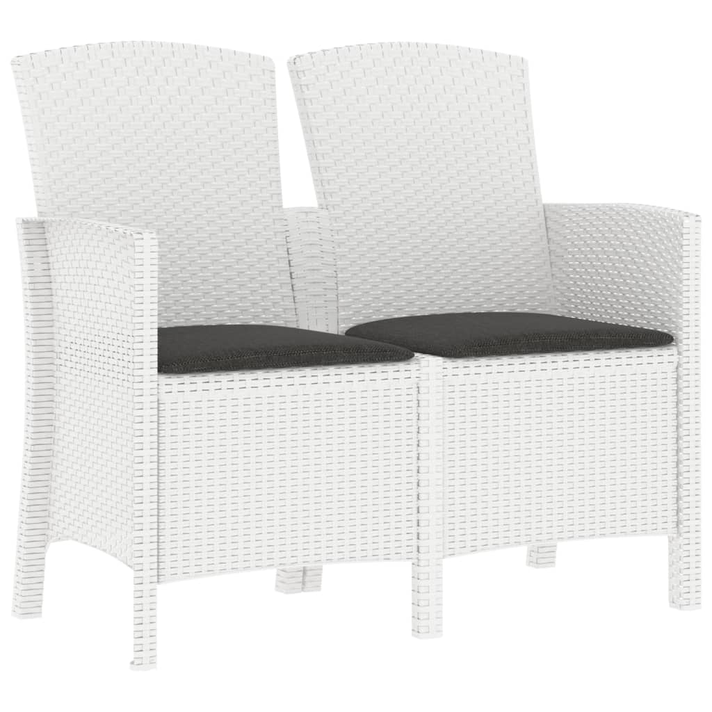 Tuinbank 2-Zits Met Kussens Pp Rattan Wit