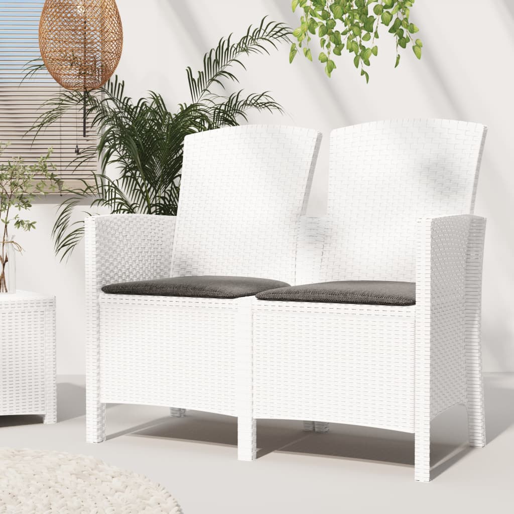 Tuinbank 2-Zits Met Kussens Pp Rattan Wit