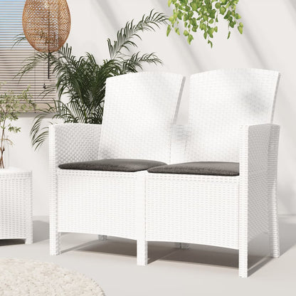 Tuinbank 2-Zits Met Kussens Pp Rattan Wit