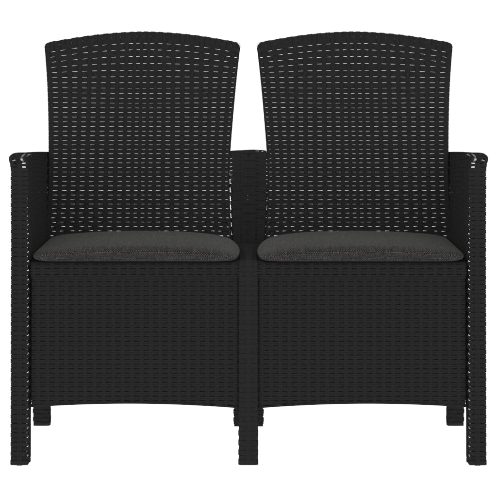 Tuinbank 2-Zits Met Kussens Pp-Rattan Grafietkleurig