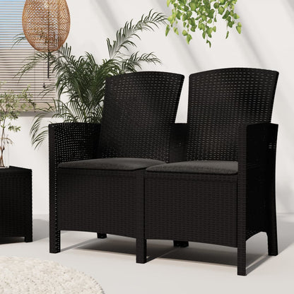 Tuinbank 2-Zits Met Kussens Pp-Rattan Grafietkleurig
