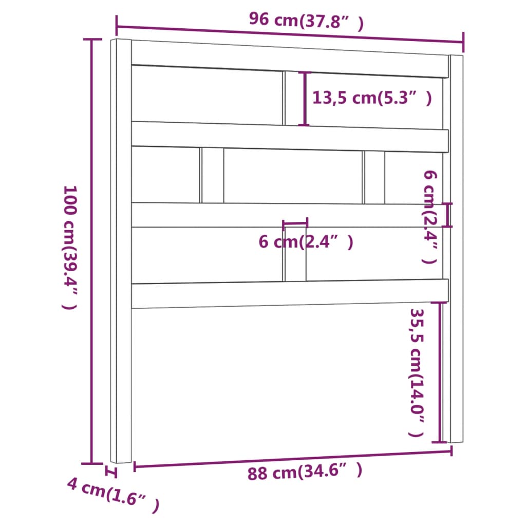 Hoofdbord 96X4X100 Cm Massief Grenenhout