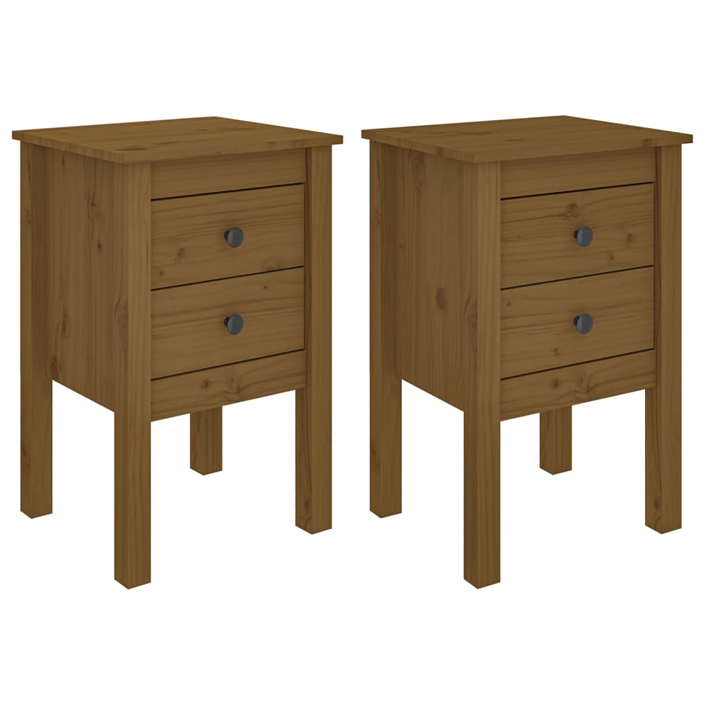 Nachtkastjes 2 St 40X35X61,5 Cm Massief Grenenhout Honingbruin