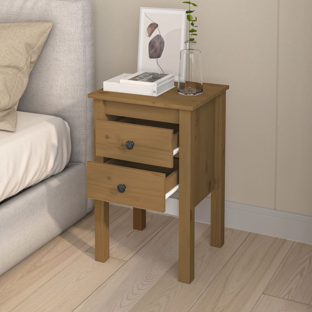 Nachtkastjes 2 St 40X35X61,5 Cm Massief Grenenhout Honingbruin
