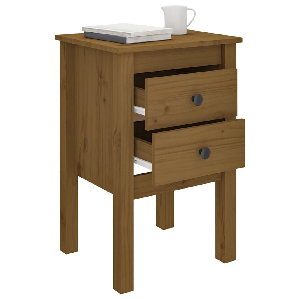 Nachtkastjes 2 St 40X35X61,5 Cm Massief Grenenhout Honingbruin