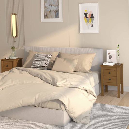 Nachtkastjes 2 St 40X35X61,5 Cm Massief Grenenhout Honingbruin