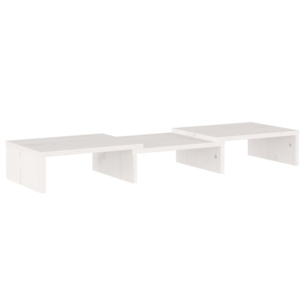 Monitorstandaard 60X24X10,5 Cm Massief Grenenhout Wit